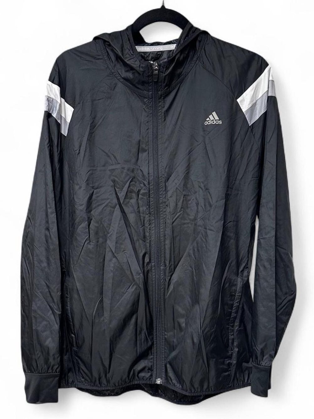 Adidas Running Hooded Windbreaker Jacket Black/White Women’s XL NWOT